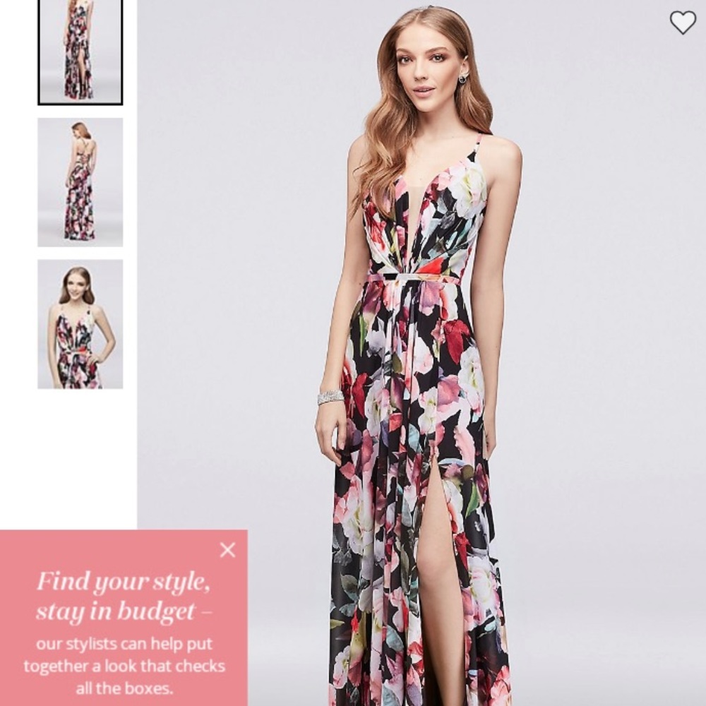Long floral gorgeous prom dress w/ tie back
